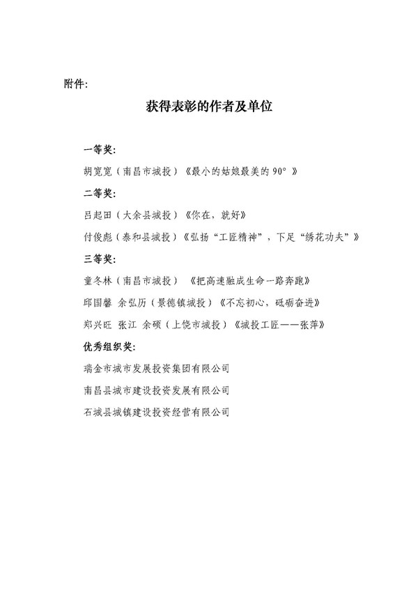 《不忘初心，砥礪奮進(jìn)》首屆“城投工匠”征文比賽獲獎(jiǎng)
